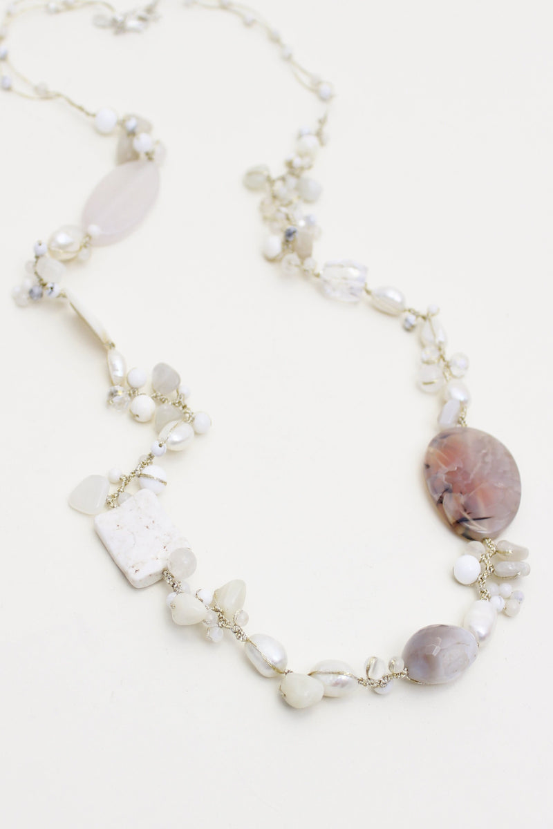 Fairy Pearl, Stone and Crystal Necklace