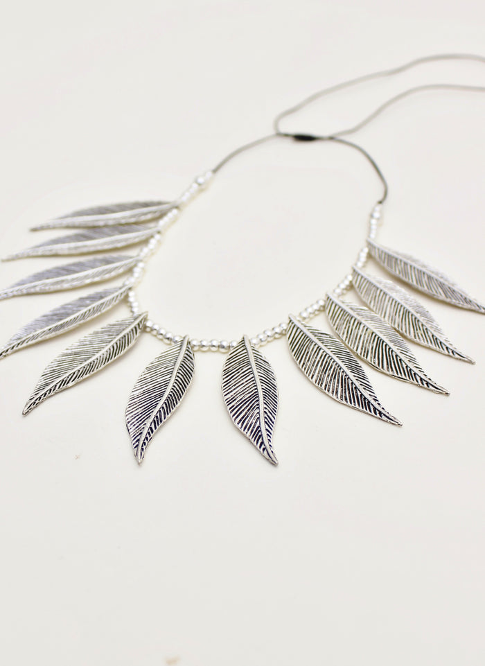 Silver Feather Adjustable Necklace