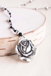 alloy, bali queen, coco rose, silver, rhodium, hypoallergenic, tribal jewelry, rose, flower necklace