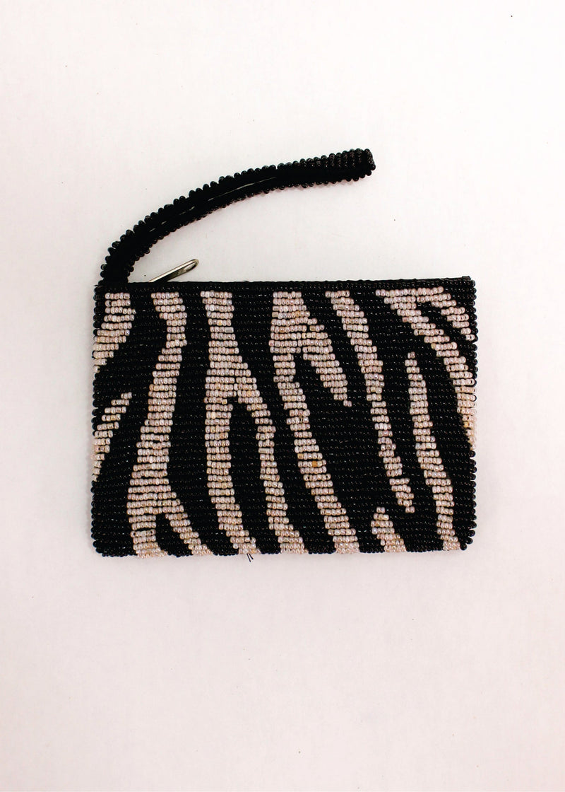 Zebra Beaded Coin Bag