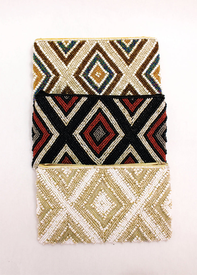 Medium Diamond Beaded Clutch